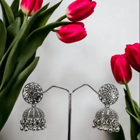Silver color earing Vintage Bell Tassel Earring Indian jimikki Earings Jewelry Bollywood Antique Traditional Jhumki Earrings