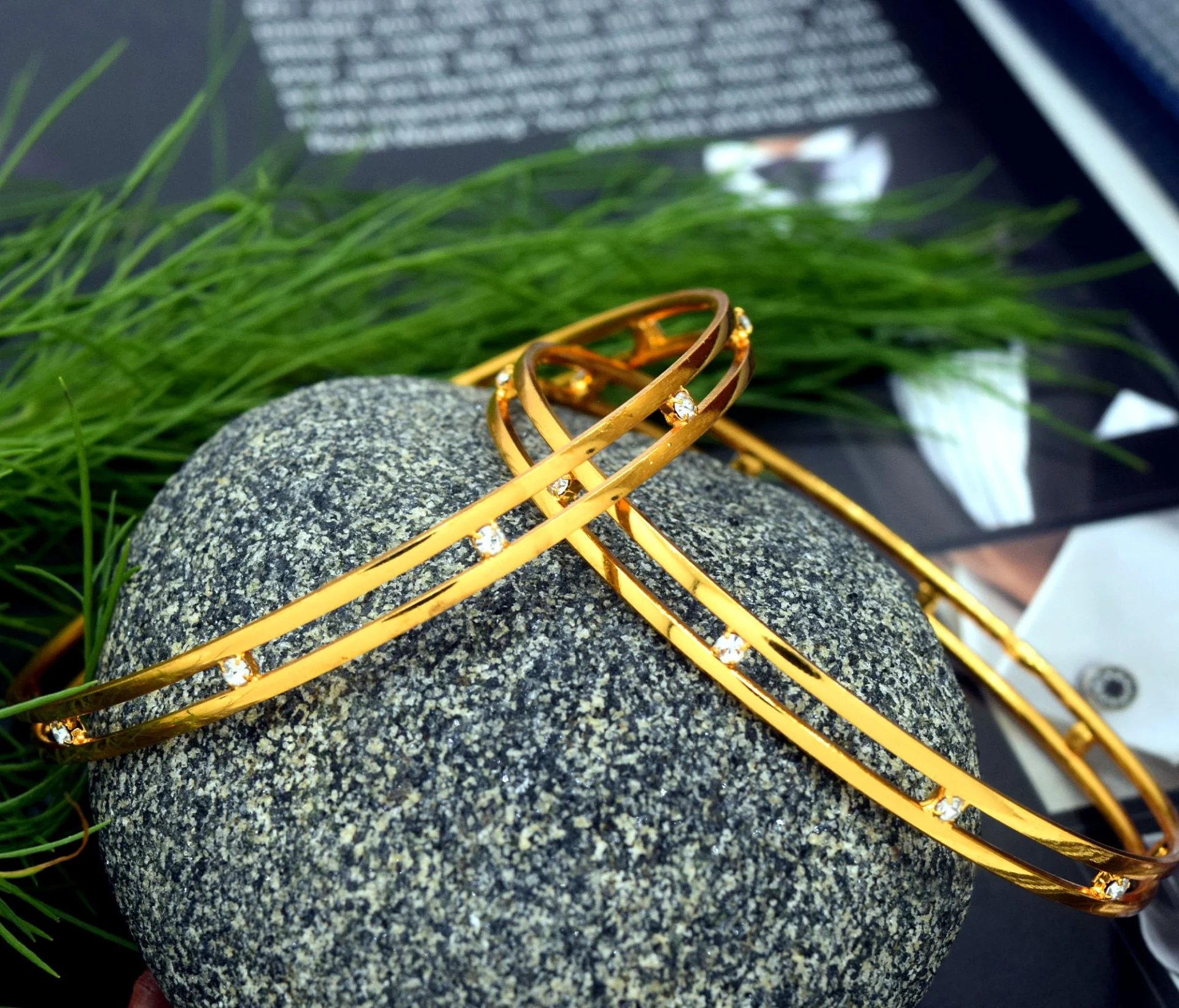 Gold plated Stylish Thin bangles With Stone for women gift items for girls