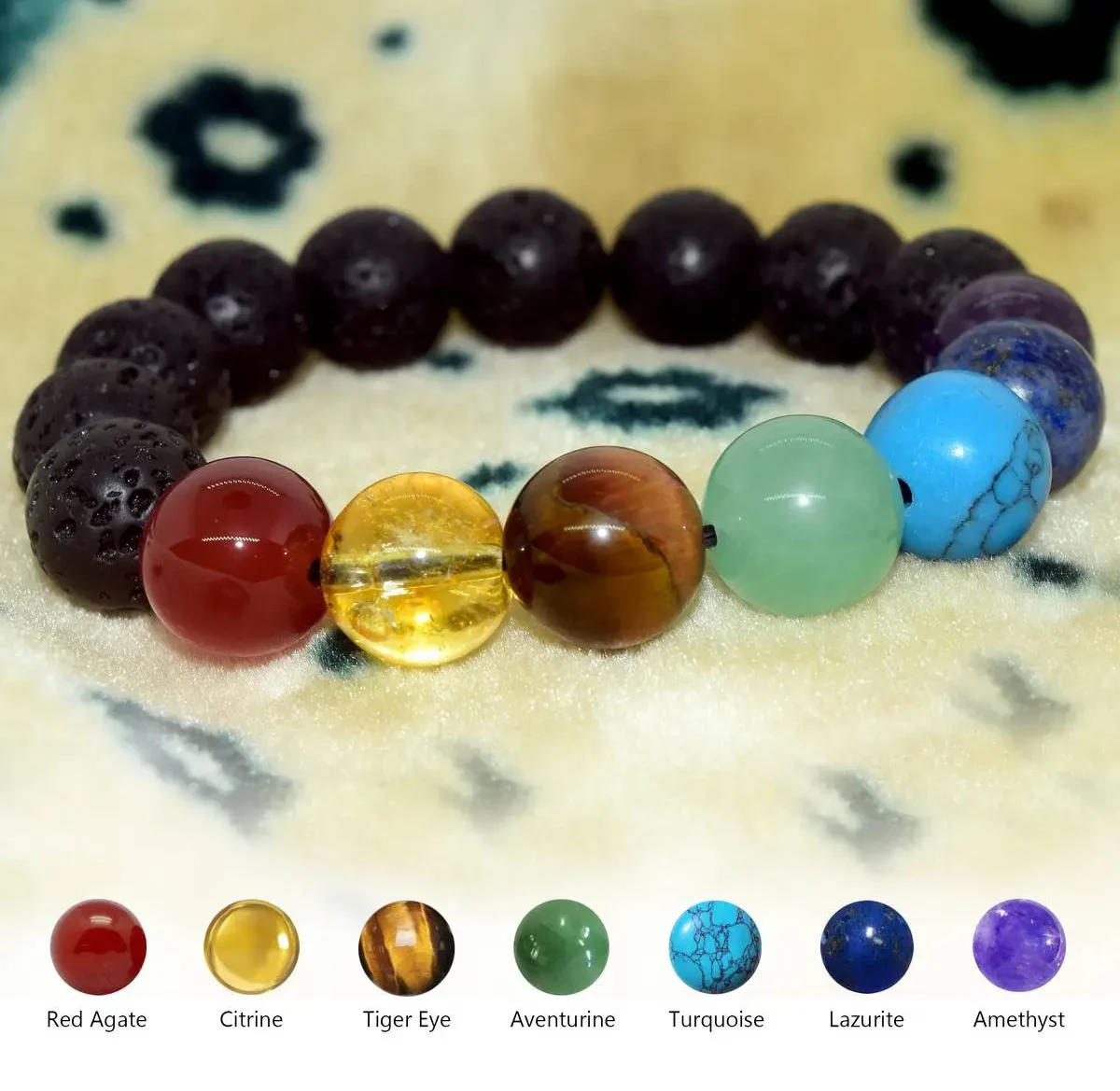 7 Chakra Lava Bracelet Gem Corporation warranty (NO WARRANTY CARD)