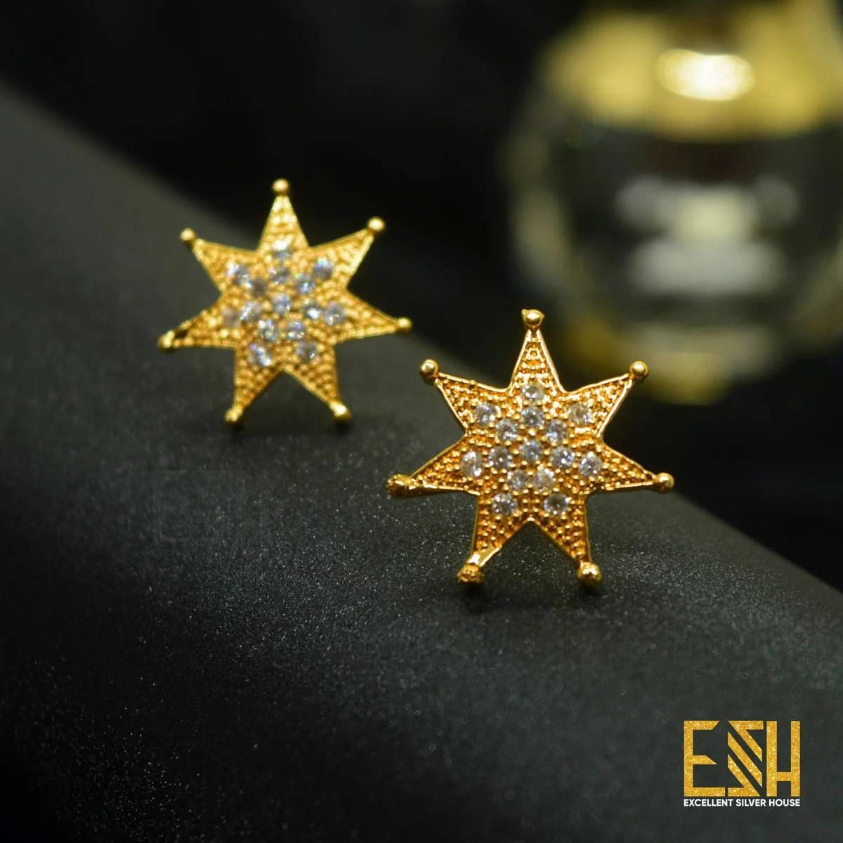 Gold plated Star Earring with White stone gift items for girls