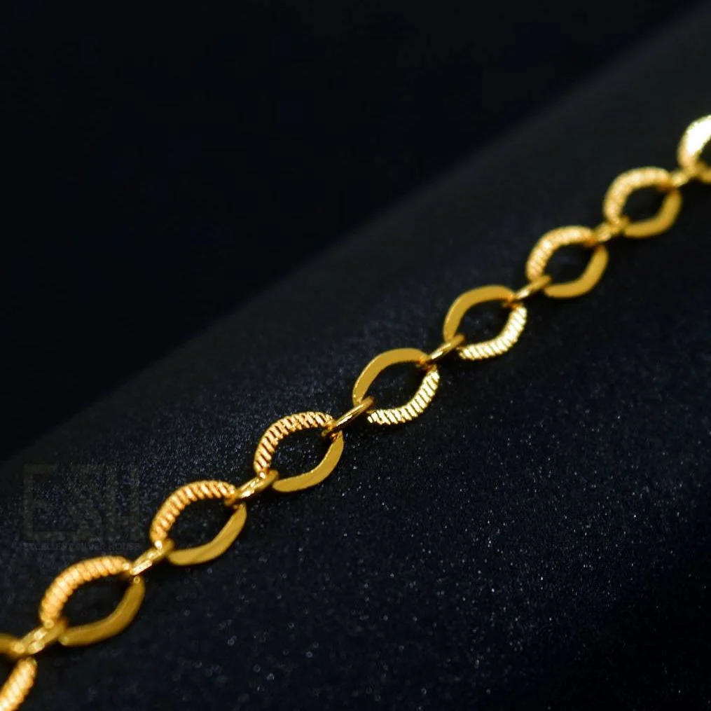 Gold plated 4mm,4.5mm and 6mm Half Machine Cut Link Bracelet for Ladies