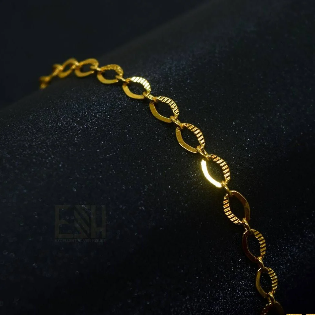 Gold plated 04MM Half Machine Cut Link Bracelet for Ladies
