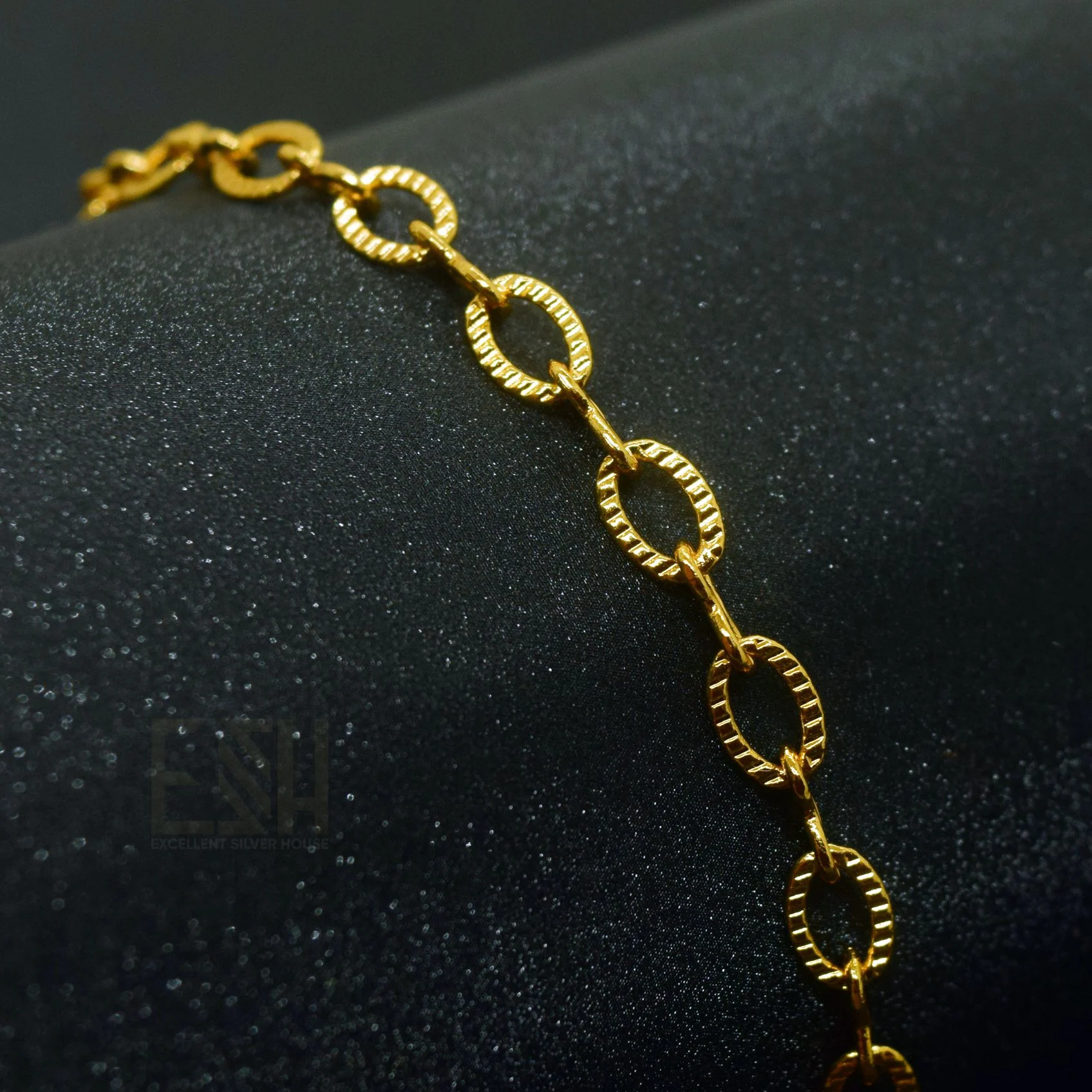 Gold plated 05MM Full Machine Cut Link Bracelet for Ladies