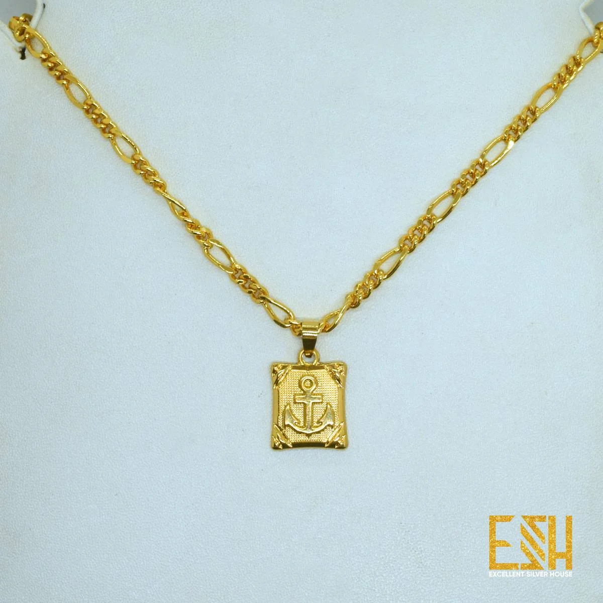 Gold plated Stylish Design 18/24 Inch LARA Chain With Box Ancor Theme Pendant