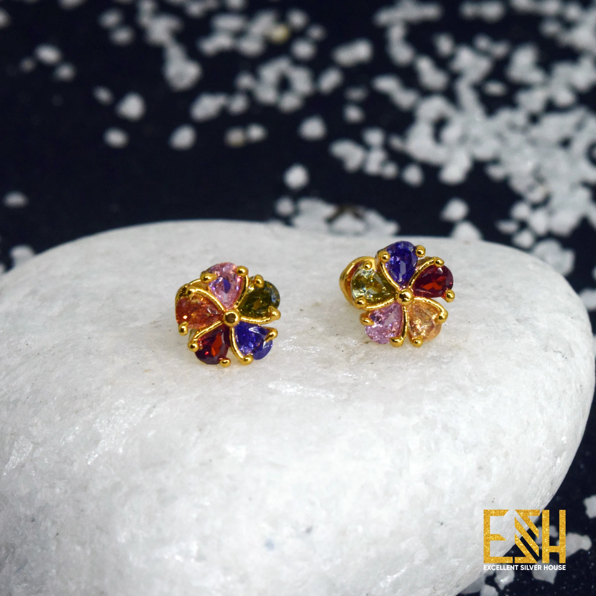 Gold plated Stylish Look Oval Cut Women Earring With Multi stone gift items for girls