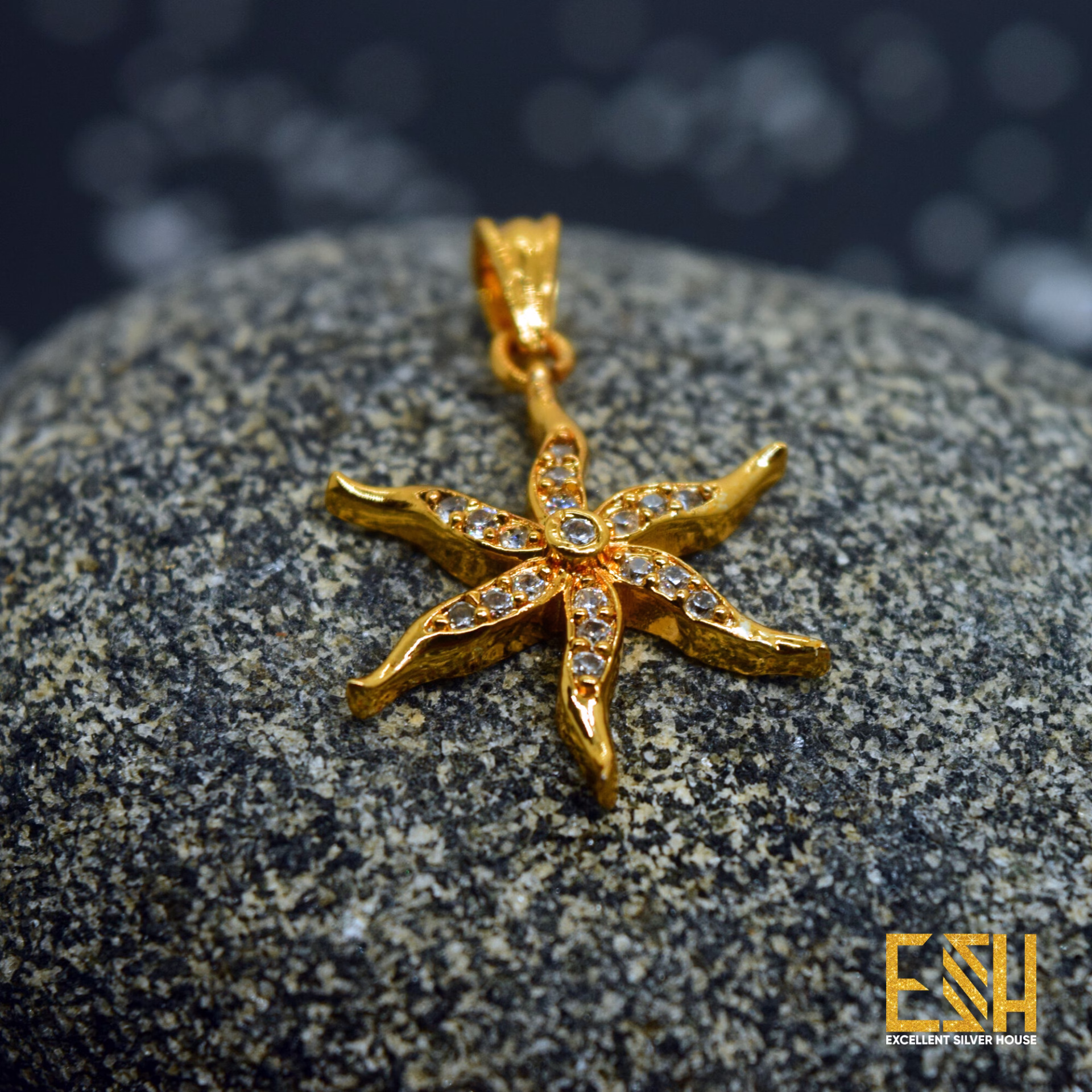 ESH Gold Plated Stylish Jasmine Theme Pendant For Women