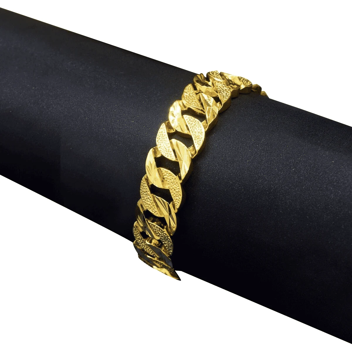 Gold Plated High Quality Machine Cut Medium Wide Albert Bracelet Box clasps 19.5CM