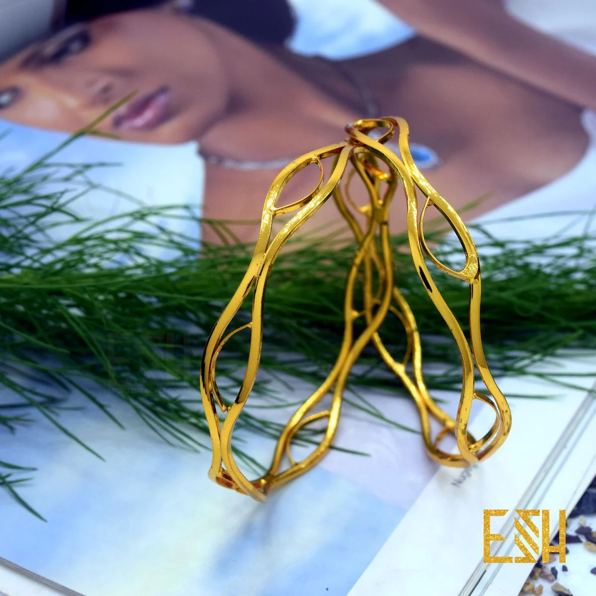 Gold plated Two line Charm Bangle Stylish Rich Look Guaranteed Without Stone For Women