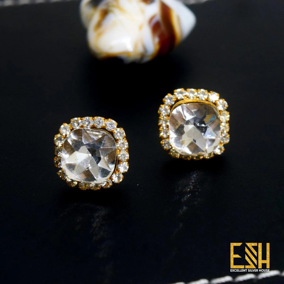 Gold plated One Line Earring With Stone ( Any Colour )