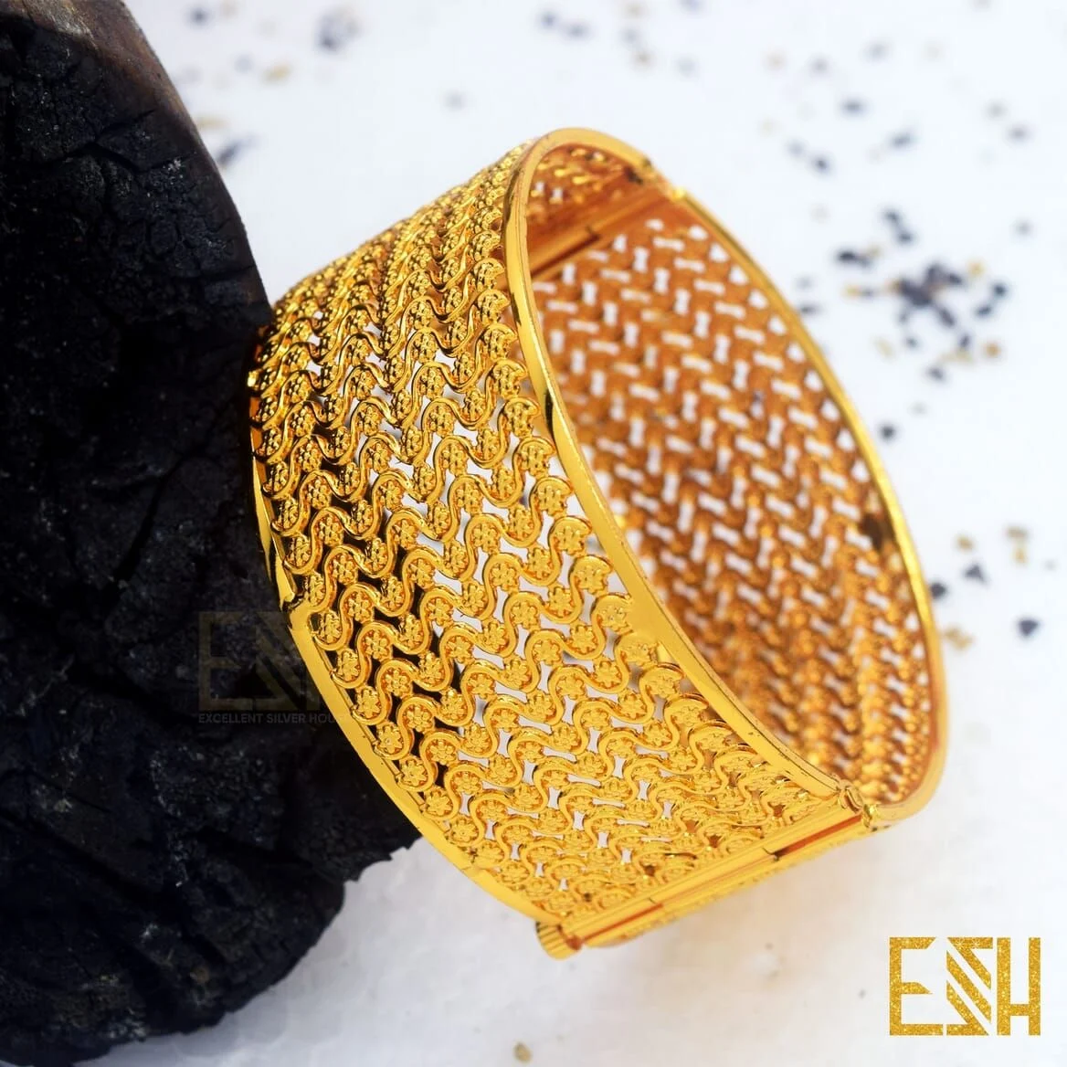Gold Plated Foxtail Link bangle Big For Women Lock Bangle Fashion Valentine's day Jewelry Gift Comfort fit