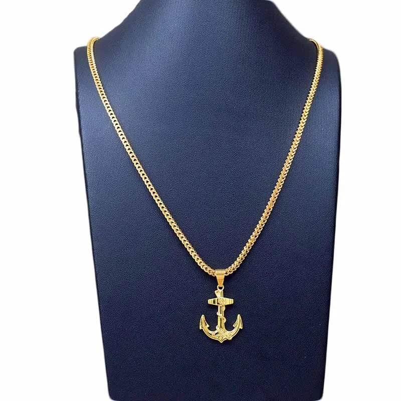 Gold Plated 18/24 Inch 3mm singapore square fox chain with Ancor pendent