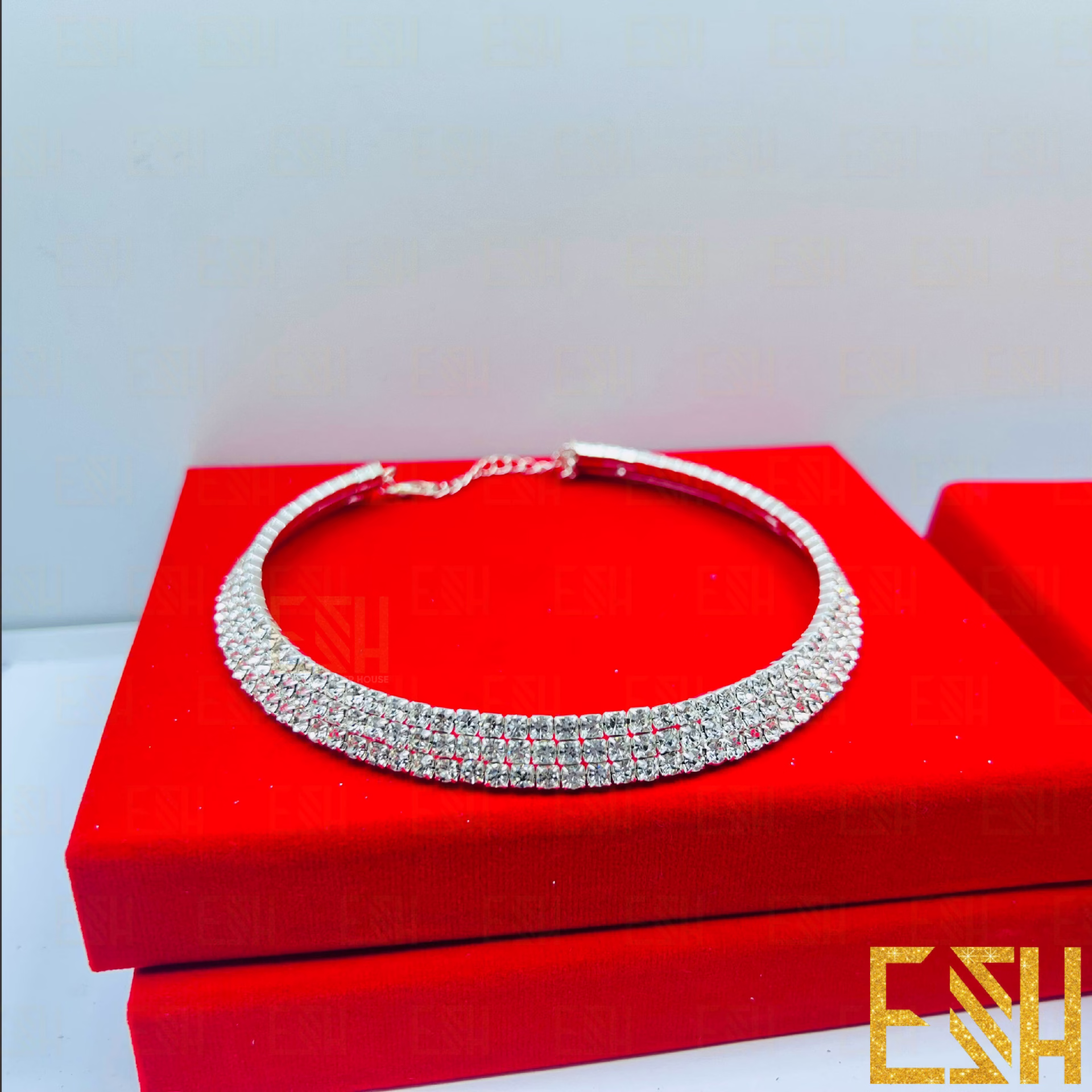 2022 New Fashion white stone Choker Free size Necklace Three line Chain Pendant For Women Jewelry Girl Gift Silver Necklace