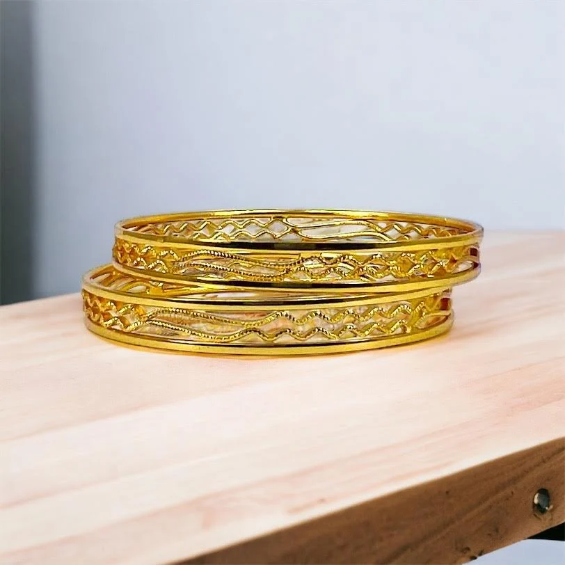 Hight Quality Fashion Gold Plated bangal ESH Lover Waves shape bangel Stylish two Bangle With Stone For Women