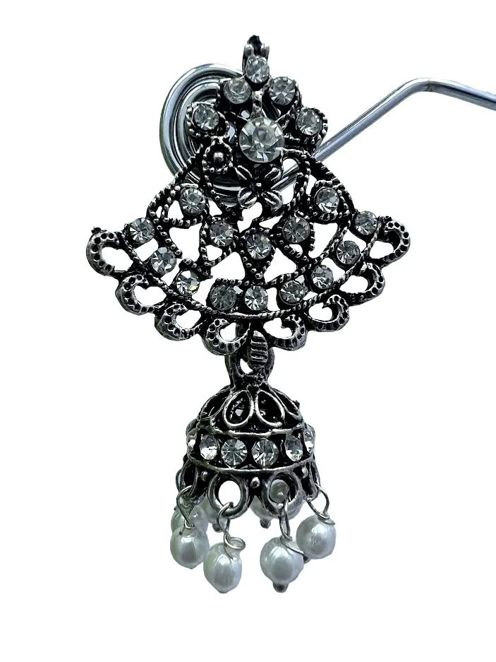 Black Silver earing Indian Jewelry Traditional Chandbali Jhumka Jimkki Dangle Earrings for Women, Perfect Gifts for Her earings