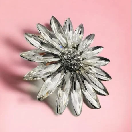 Silver Vintage stone Ring Ethnic Indian Style Fashion Rhinestone Crystal Oversized Ring Women Statement Finger Ring Hand Accessories Gift for Women Girls