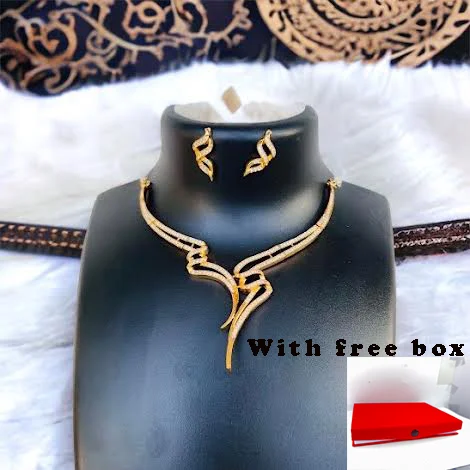 Gold plated Hight Quality rich look new rope line design necklace and earring with fixed stone for women and girl