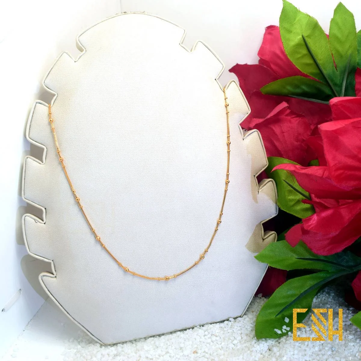 Gold plated Rich Look 01MM Box dot Chain 24/18 Inch For Women