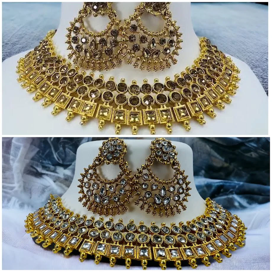 Gold Color Neklas Touchstone Indian Bollywood Handcrafted NecklesTraditional Royal Mughal Kundan Polki Meenakari Enamel Colorful Wedding Designer Jewelry Necklace Choker Set in Gold Tone for Women gift items for girls