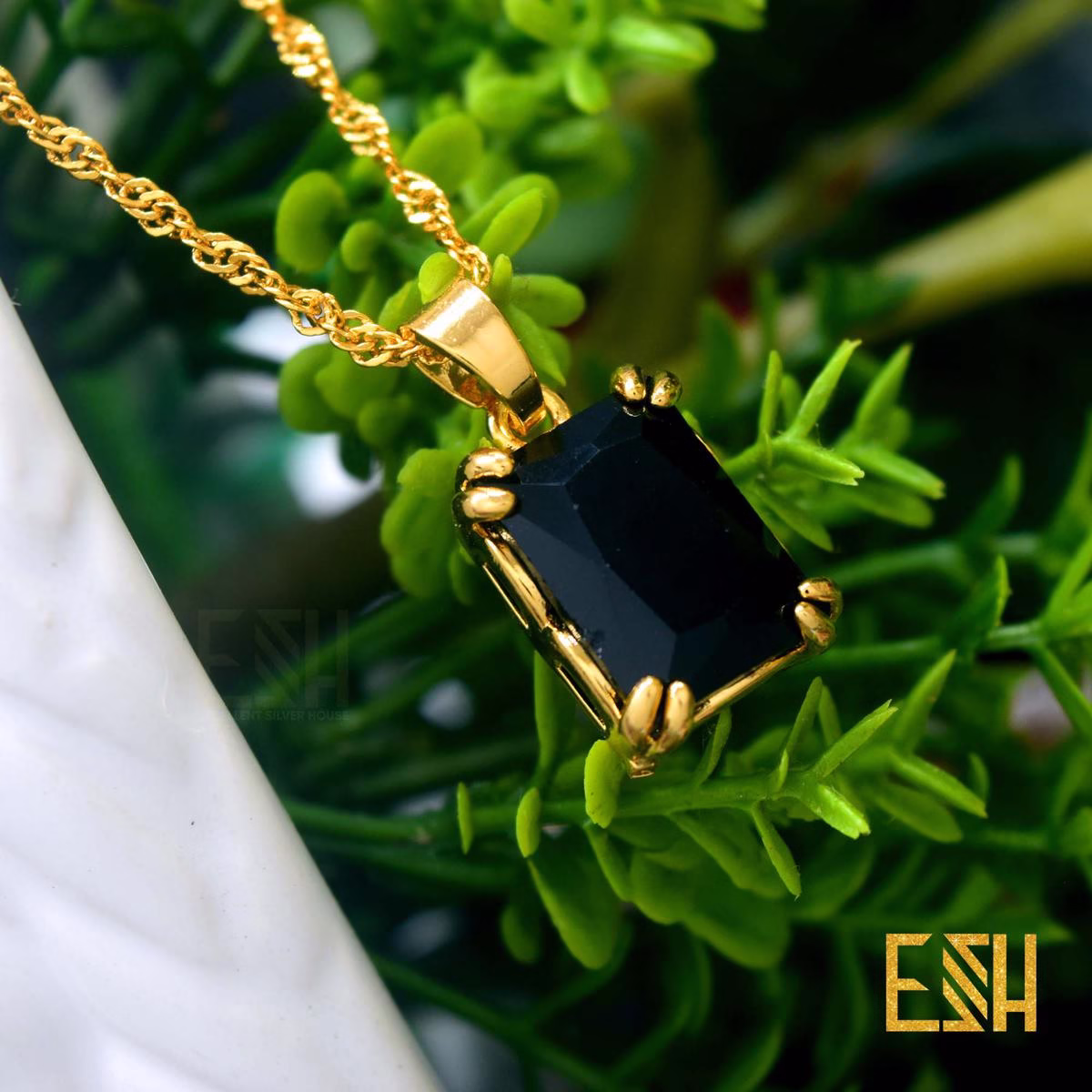 24inch 22KT gold plated disco kerali chain with Cubic zirconia rectangle black stone eye catching rare chain and pendent for gift, girls and women's