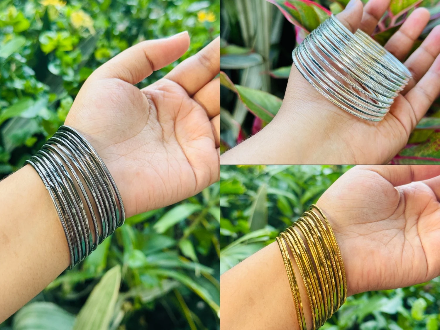 Beautiful fancy shine bangle set with gold, white, black color bangle for women and girls