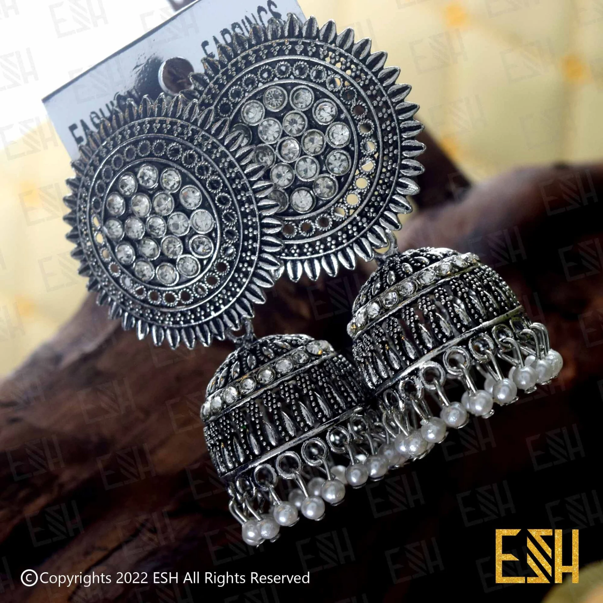 Silver Jimmikki Earrings With White Pearl For Women Party Wedding Earing Fashion Female Engagement Jewelry Valentine's Day Gift