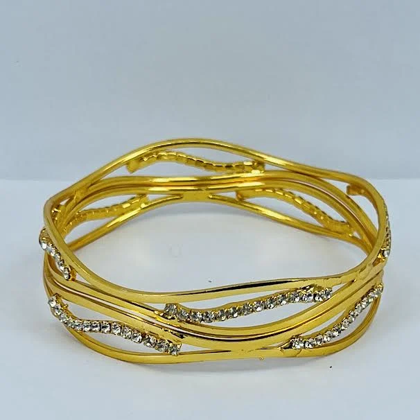 Hight Quality Fashion Gold Plated bangal ESH Lover waves shape bangel Stylish two Bangle With Stone For Women gift items for girls