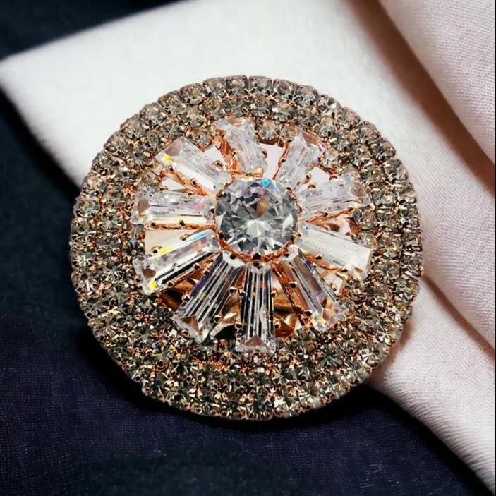 Cute Small Rose Gold Contemporary Cubic Zirconia Adjustable full stone Finger Rings For Women and Girl