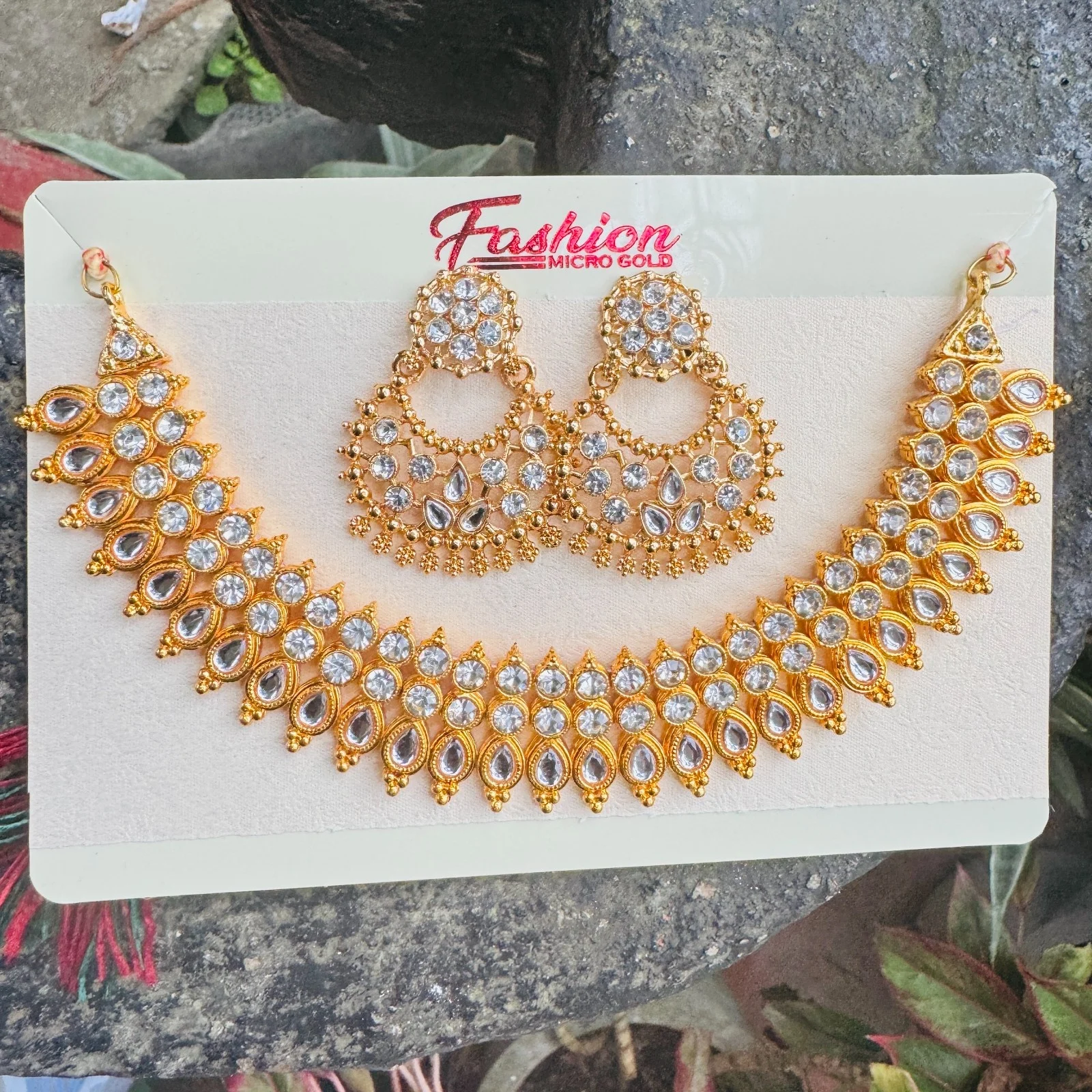 Gold Color Necklace Bollywood Handcrafted Choker Neckles Set with for women and girl