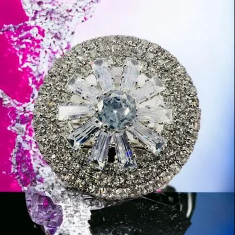 Cute Small silver Contemporary Cubic Zirconia Adjustable full stone Finger Rings for Women and Girl