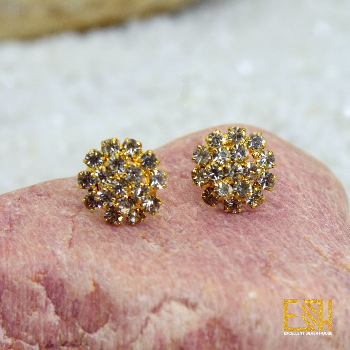 Gold & Silver plated Earring with Two Line stone For Ladies