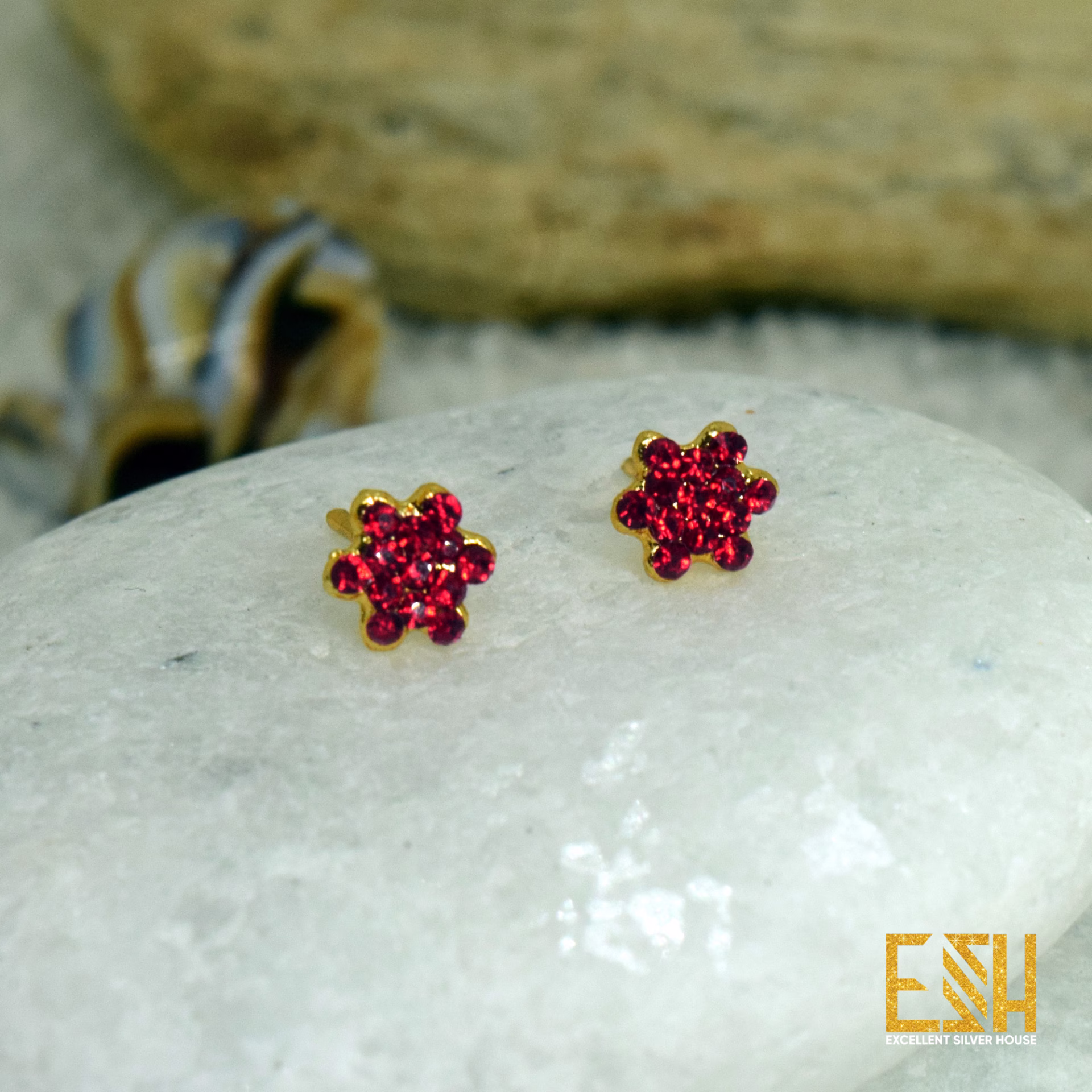 Gold plated Flower Theme Earring With Stone ( Stone All Color Available )