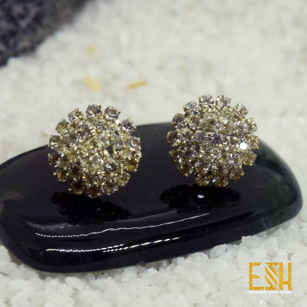 Silver plated Earring With Three Layer Stone ( Any Colour Stone )