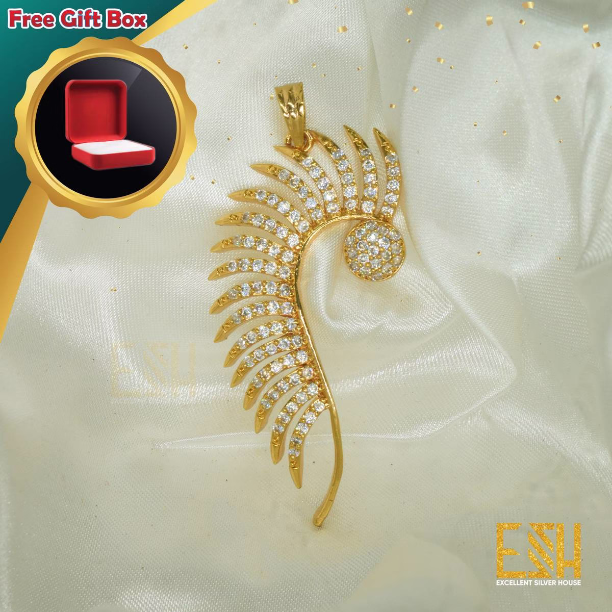 Stylish Rich Look High Quality Gold Plated Half Peacock Theme Pendant With FREE GIFT BOX