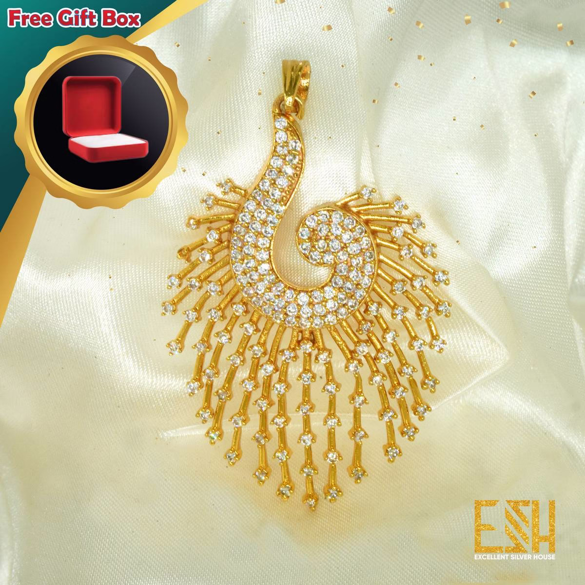 Stylish Rich Look High Quality Gold Plated King Size Peacock Theme Pendant For Women With FREE GIFT BOX