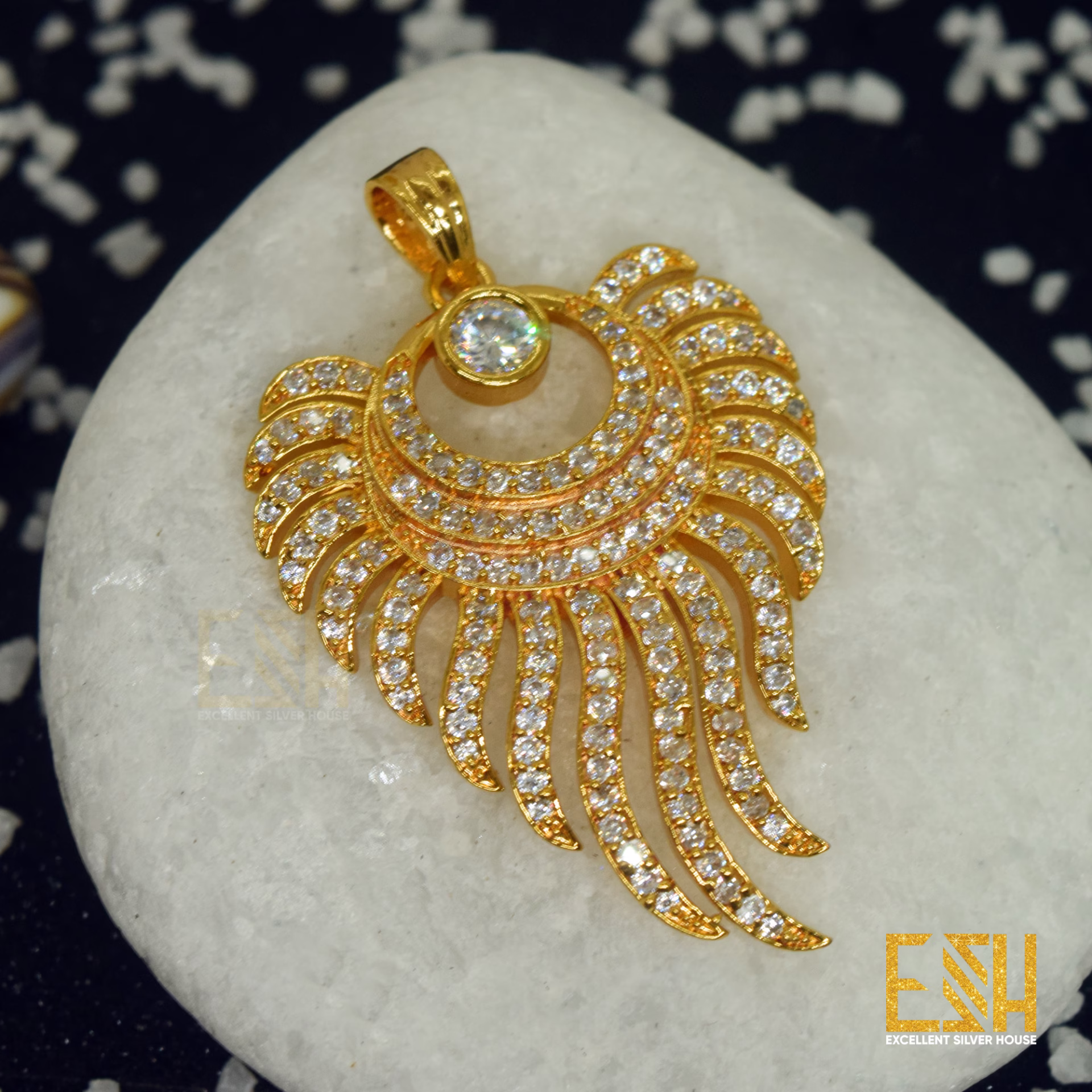 Stylish Rich Look High Quality Gold Plated Sun Flame Theme Pendant For Women FREE GIFT BOX
