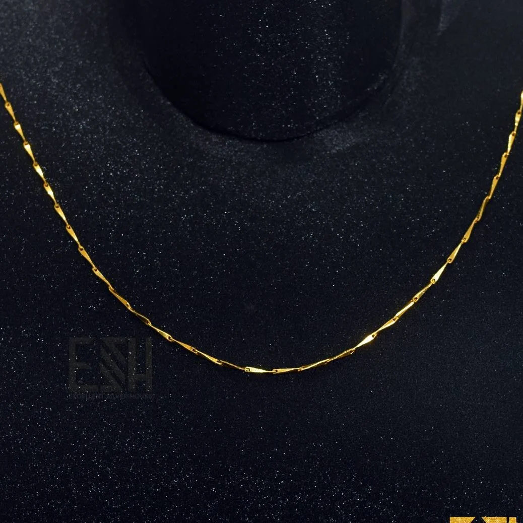 ESH Gold plated Ladies 1MM Stylish New V-Cut Chain 18 Inch Short Beautiful Design