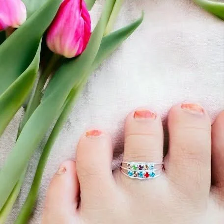 ESH Silver color beautiful adjustable Summer Beach Foot Jewelry with two-line multi stone design open TOE RING for women and girl