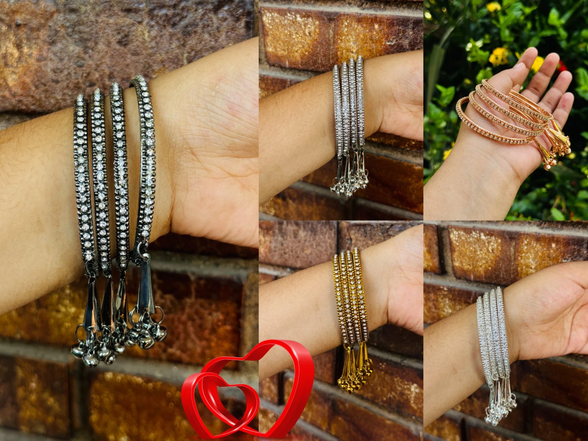 Black, silver, gold, White, Rose gold color Indian Bollywood Traditional beautiful bangle with jimiky drop sound bell for women and girl gift item for women