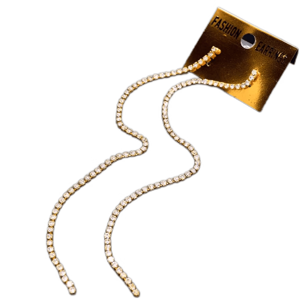 GOLD PLATED Stylish Look 16mm Snack Theme New Earring With White hanging chain earring