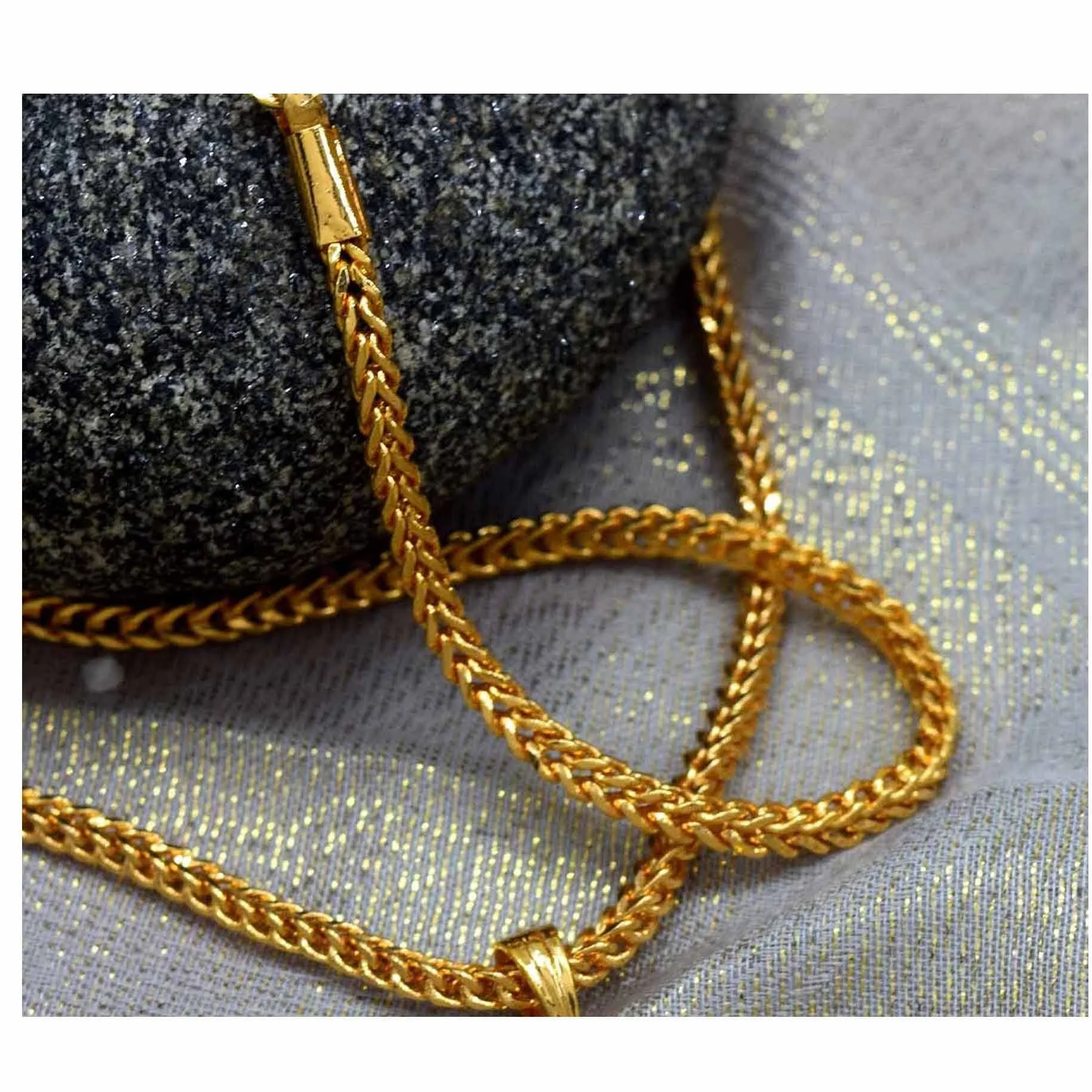 Gold Plated 18/24 Inch 2.5mm Singapore square fox chain with OUT Pendant chain for women chain for men