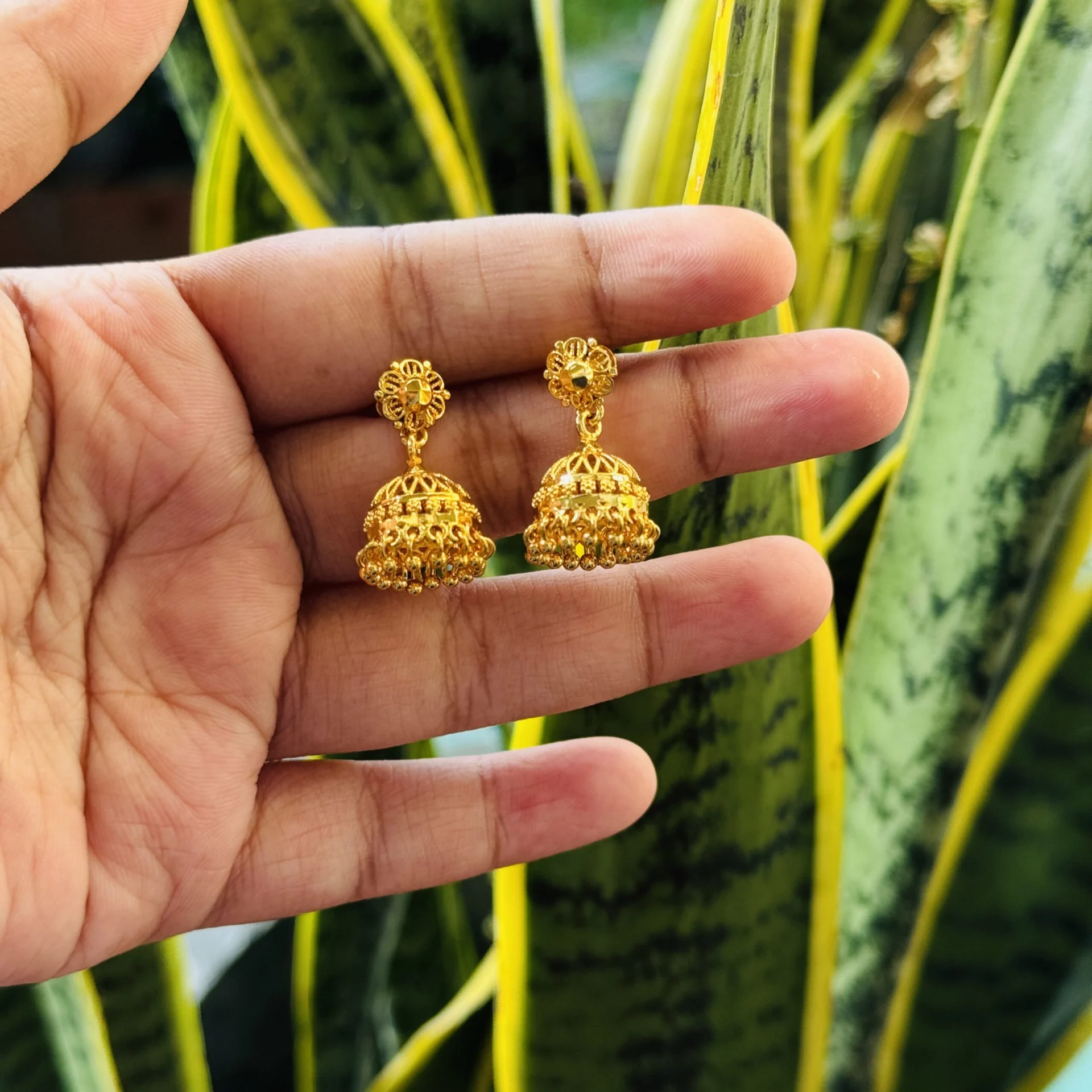 Gold plated beautiful, cute jimikky small jimmiky drop earring with flower head for women and girl