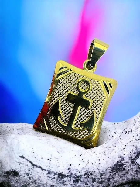 Gold Plated Box Shape Ancor Pendant for men and women