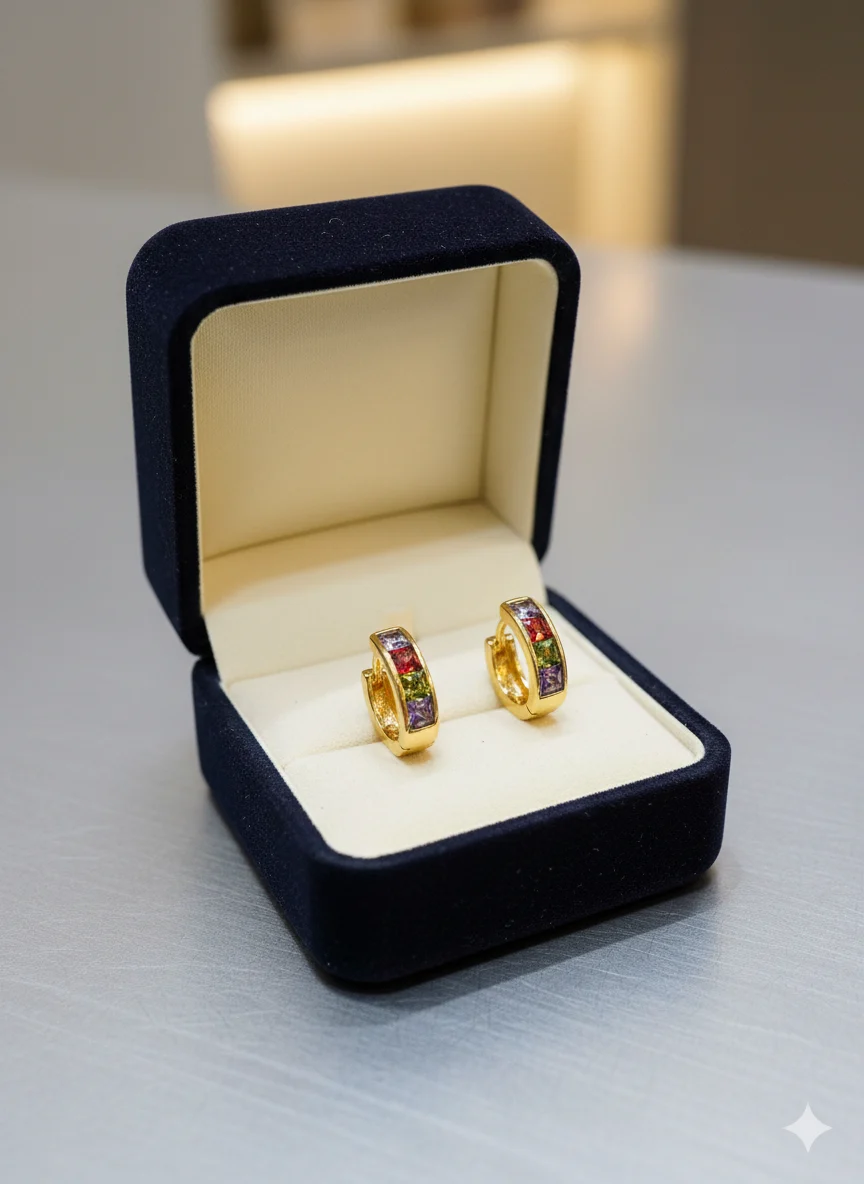 Gold plated GYPSY Earring with beautiful 4 Multi colours stones for women and girl