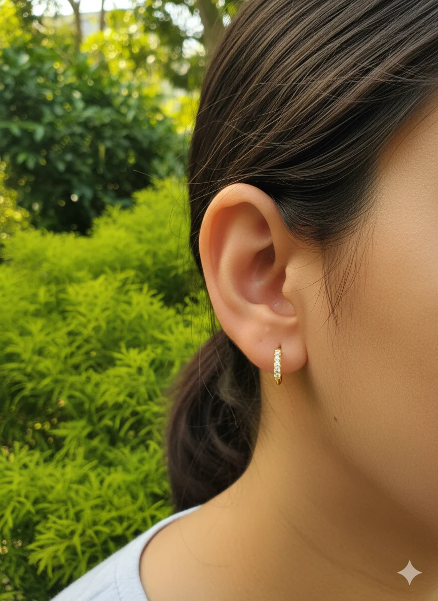 Gold plated GYPSY Earring with beautiful Six White stones for women and girl