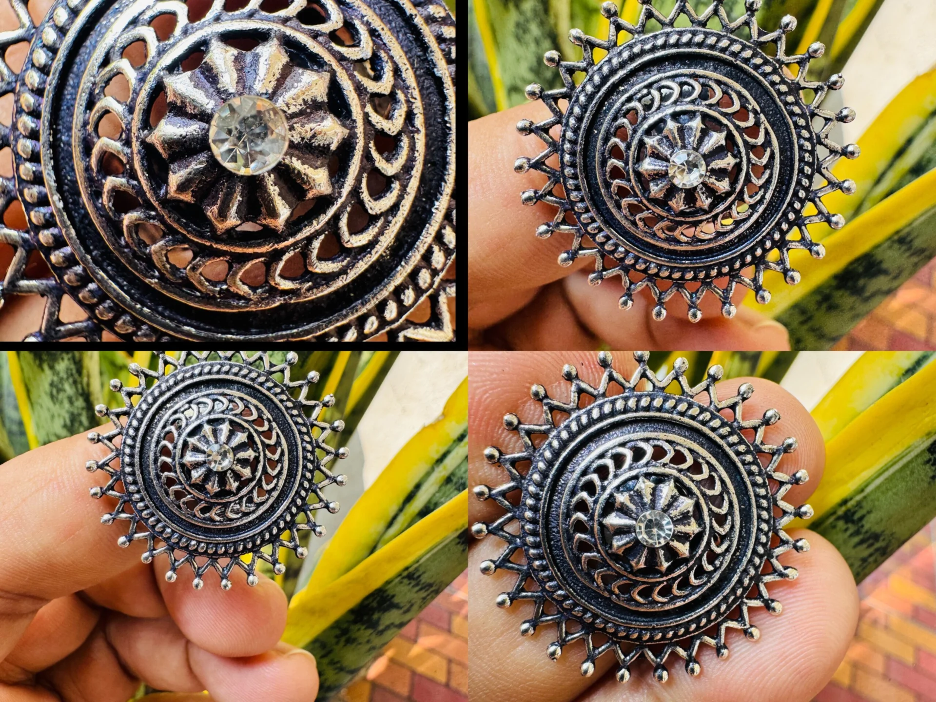 Silver colour adjustable flower theme finger ring for women and girl