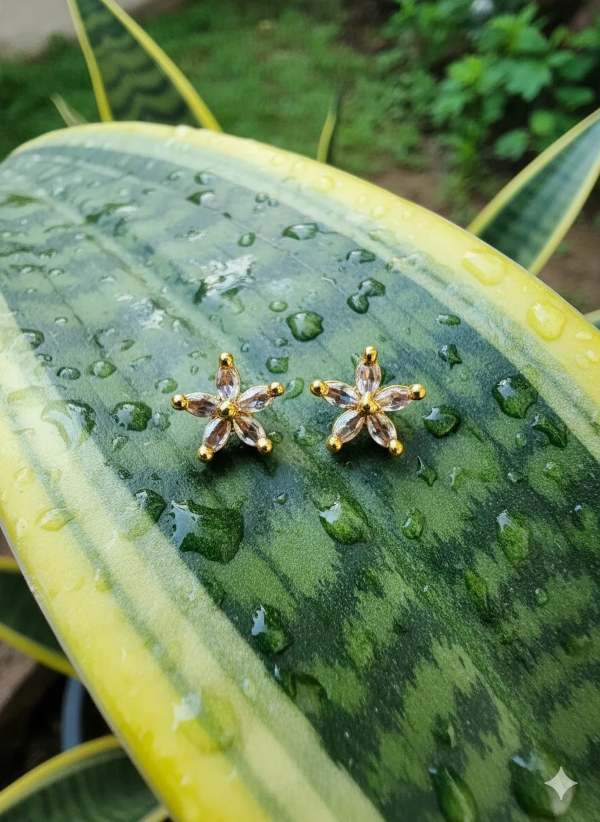 Gold plated beautiful rich look white stone Star earring for Women and Girl