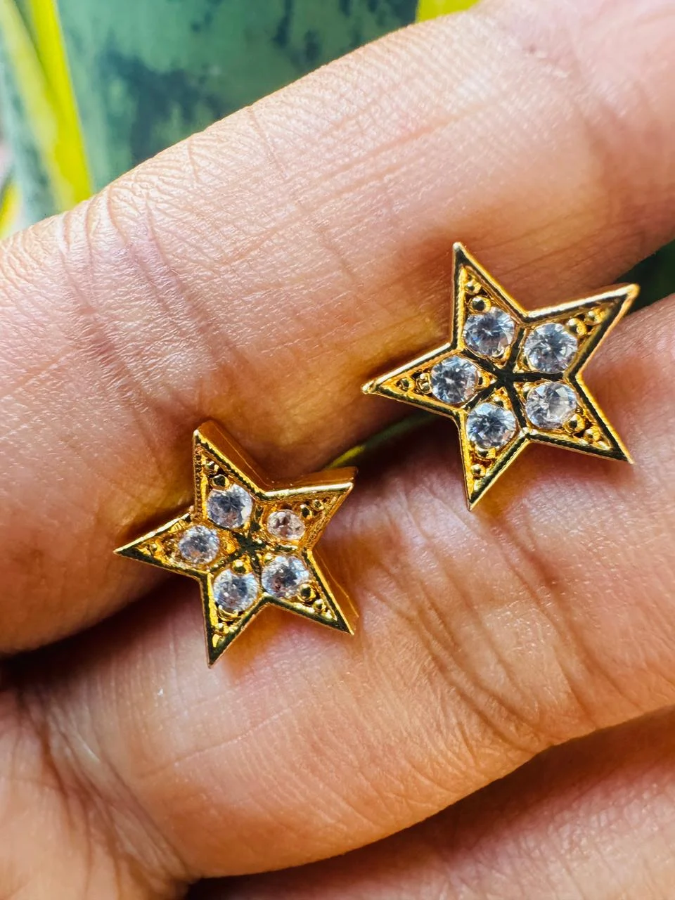 Gold plated beautiful high quality white stone STAR earring for Women and Girl