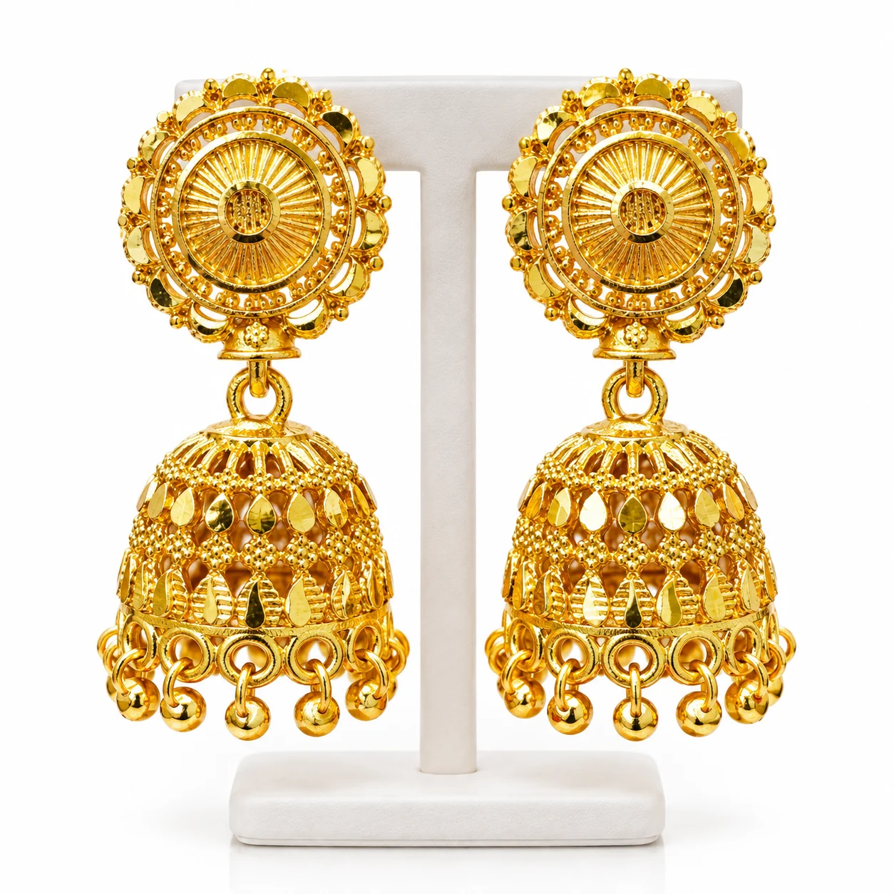 Gold Jimikki Jhumka Earrings | Traditional Drop Earrings for Women & Girls | Elegant Party Jewellery