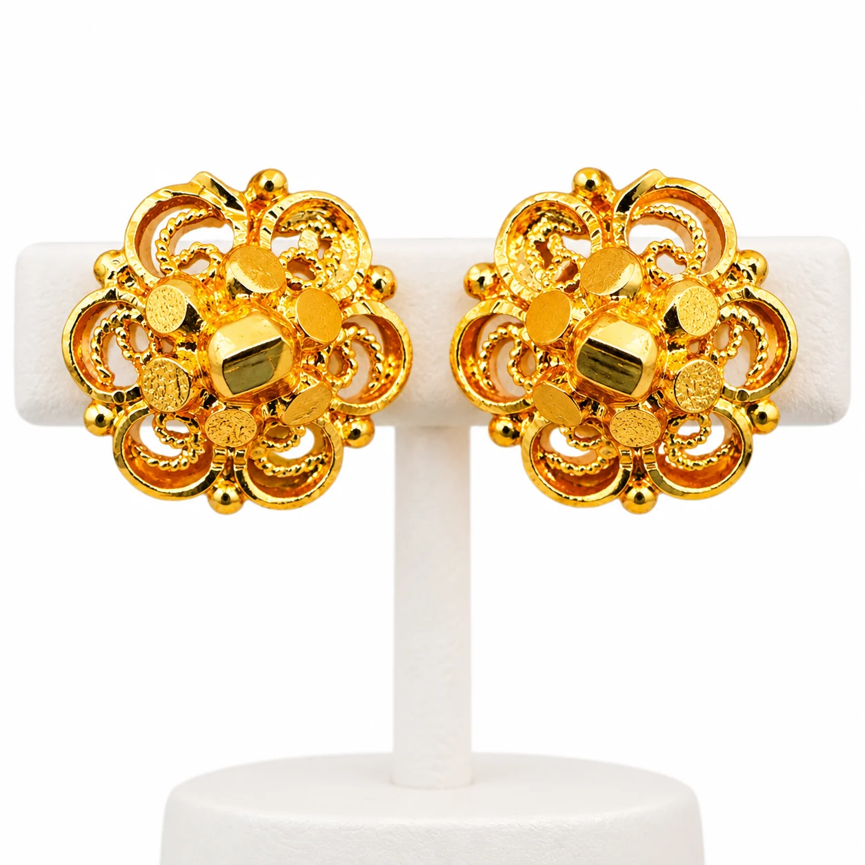 Original Gold-Plated Jewellery | Quality Guaranteed | Premium Finish Flower Design Stud Earrings without Stones for Women – Elegant Small Earrings for Girls |Traditional Look