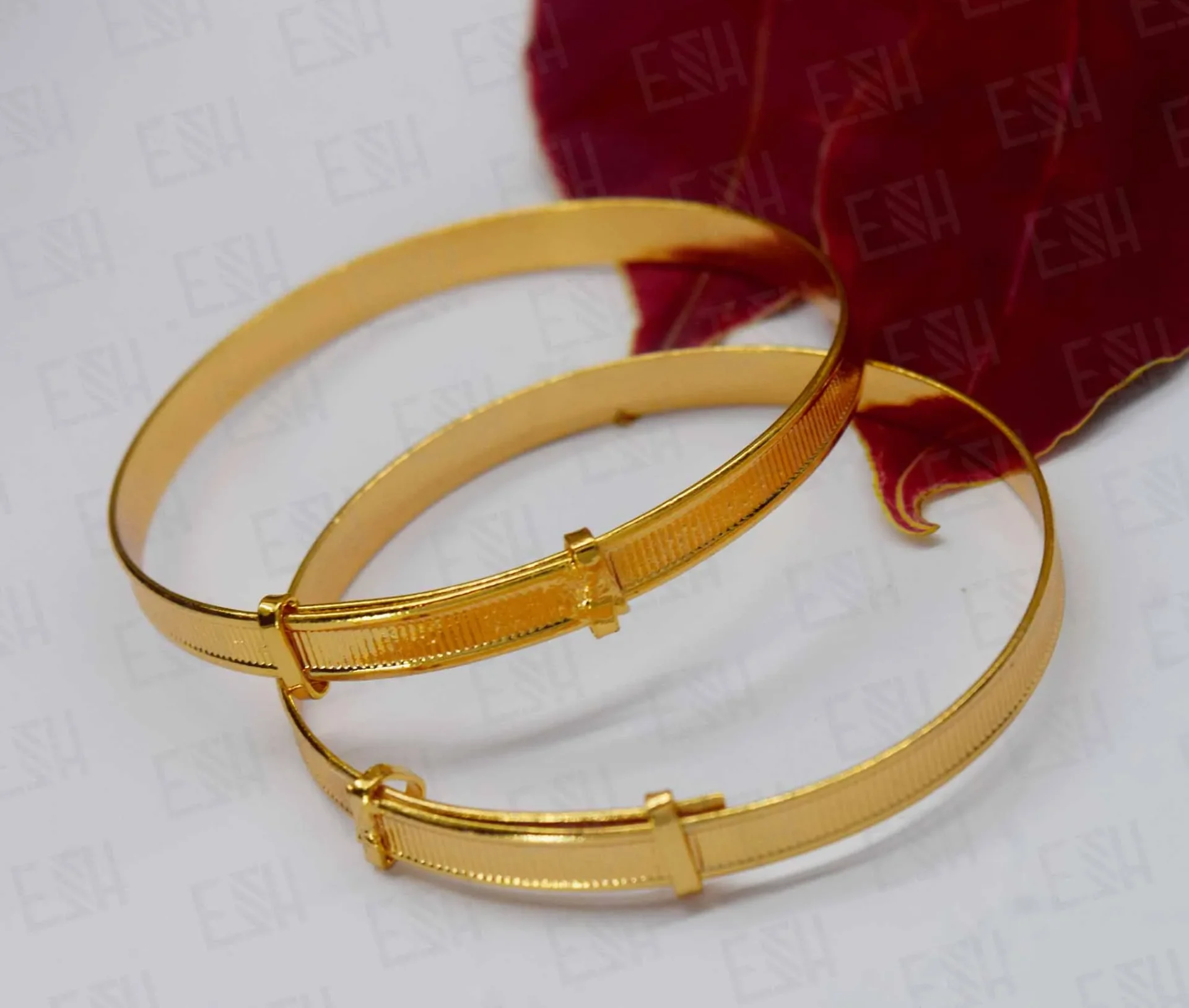 Gold plated Custom baby two bangles for 6 months to 3 years Adjustable Link Engraved Gift for Children Infant Child Boy Girl